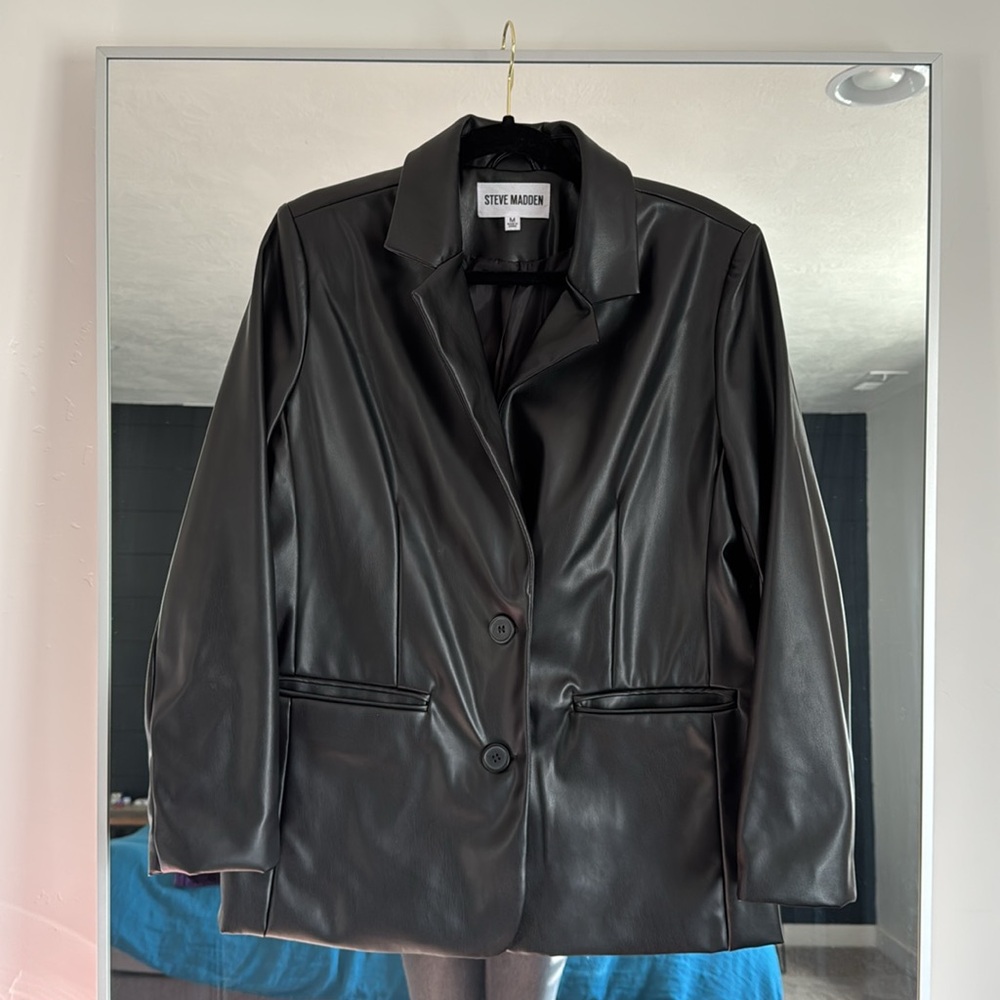 Steve Madden Faux Leather Blazer